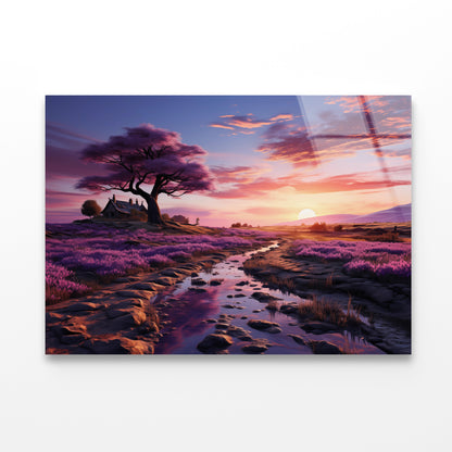 Peaceful A Serene With A Stream, Mountains Acrylic Glass Print Tempered Glass Wall Art 100% Made in Australia Ready to Hang