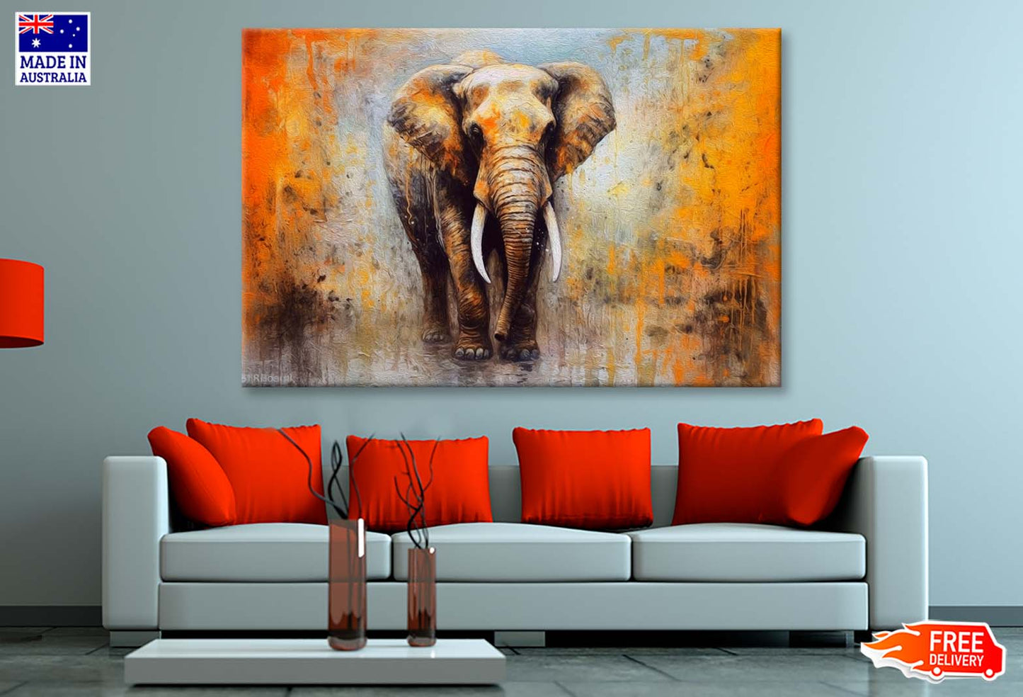 Elephant Abstract Oil Painting Wall Art Limited Edition High Quality Print