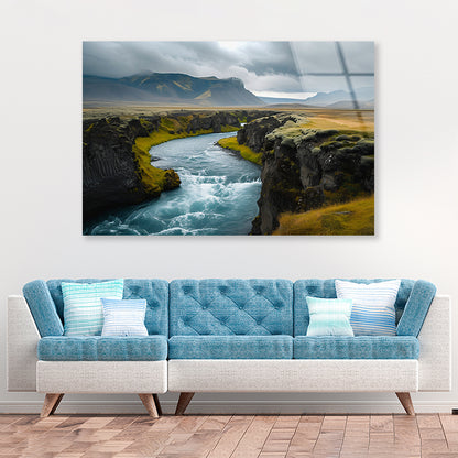 Dramatic Views of Beautiful Icelandic Nature with Mountains Acrylic Glass Print Tempered Glass Wall Art 100% Made in Australia Ready to Hang