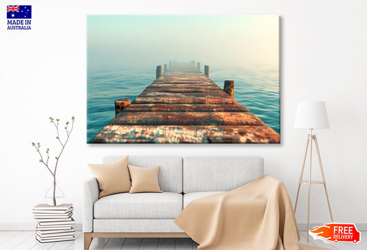 Pier In the Sea Misty View Wall Art Decor 100% Australian Made