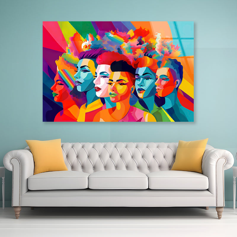 Group of People Modern Art Style Acrylic Glass Print Tempered Glass Wall Art 100% Made in Australia Ready to Hang