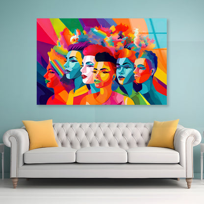 Group of People Modern Art Style Acrylic Glass Print Tempered Glass Wall Art 100% Made in Australia Ready to Hang