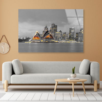 B&W Sydney Skyline in Australia Acrylic Glass Print Tempered Glass Wall Art 100% Made in Australia Ready to Hang