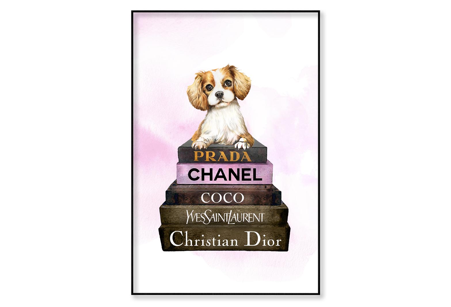 Dog On Book set Fashion Art Wall Art Limited Edition High Quality Print Canvas Box Framed Black