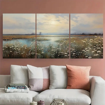 3pcs Vintage Country Daisies Wildflower Metal Print Ready to Hang Art