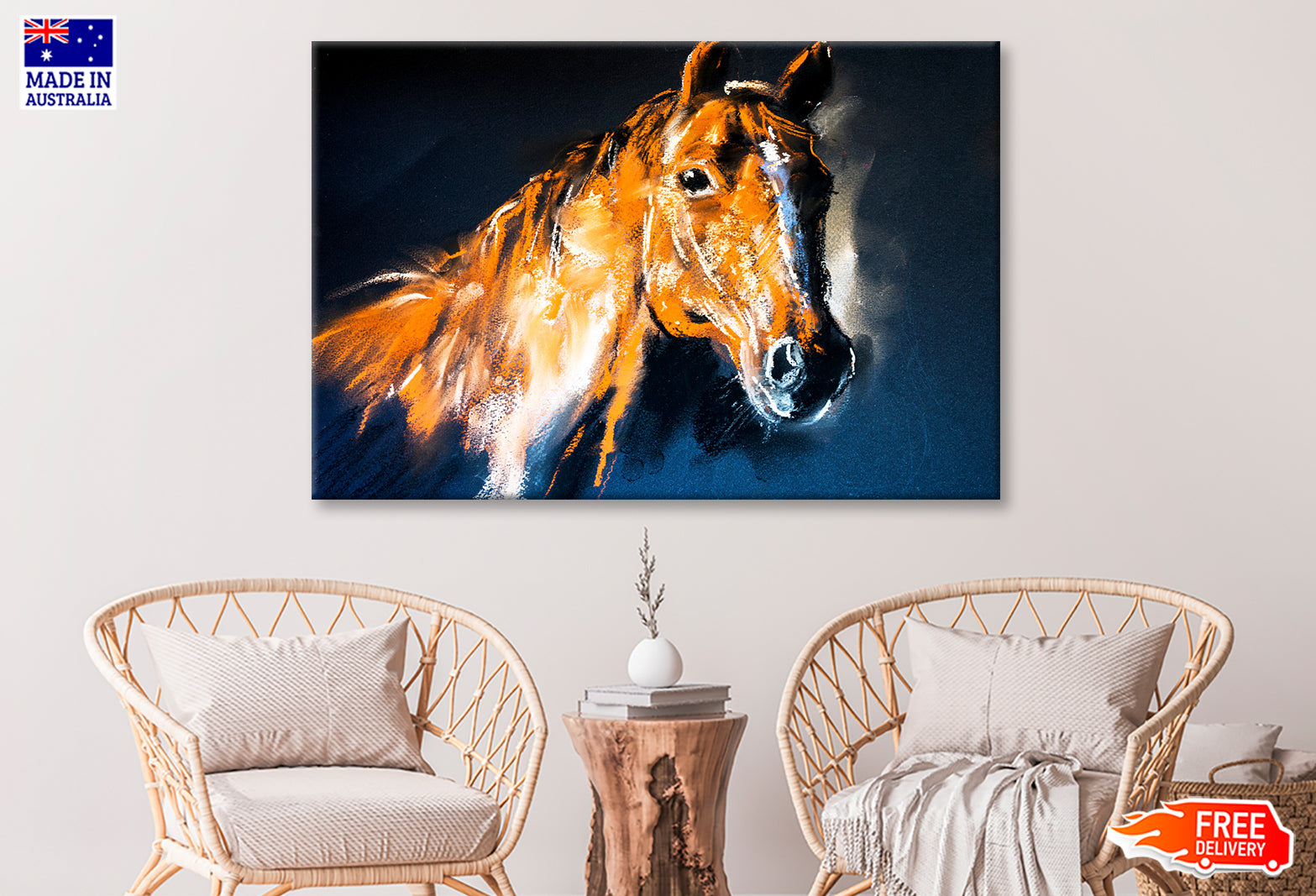 Brown Horse Face Closeup Oil Painting Wall Art Limited Edition High Quality Print