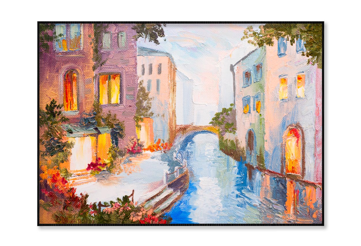 Oil Painting - Canal in Venice, Italy Home Decor Premium Quality Poster Print Choose Your Sizes