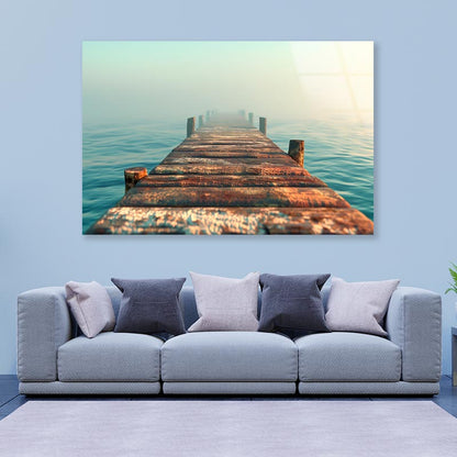 Pier In the Sea Misty View  Acrylic Glass Print Tempered Glass Wall Art 100% Made in Australia Ready to Hang