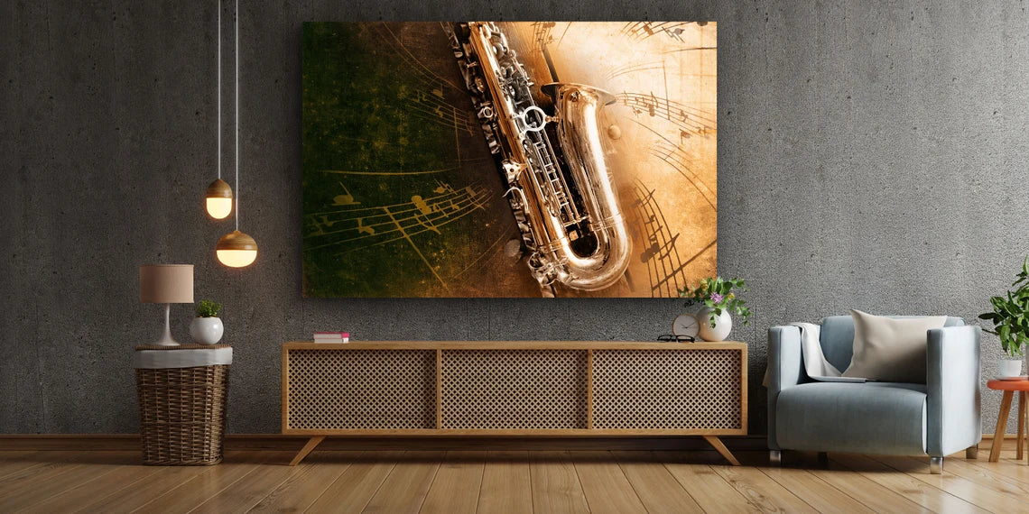 Saxophone Abstract UV Direct Aluminum Print Australian Made Quality