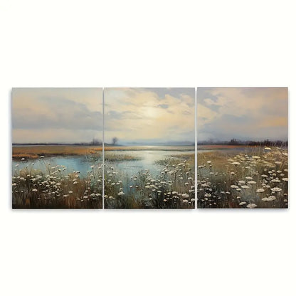 3pcs Vintage Country Daisies Wildflower Metal Print Ready to Hang Art