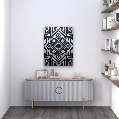 Abstract Geometric Monochrome Mystical Theme Metal Print Ready to Hang