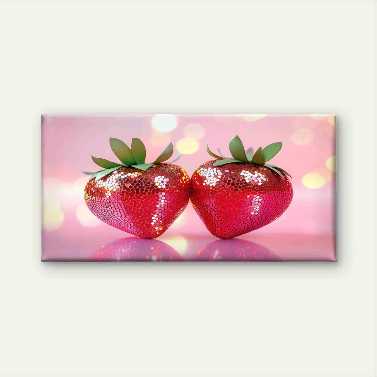 Funky Red Strawberry Disco Wall Art Canvas Office Home Room Framed 120x60cm