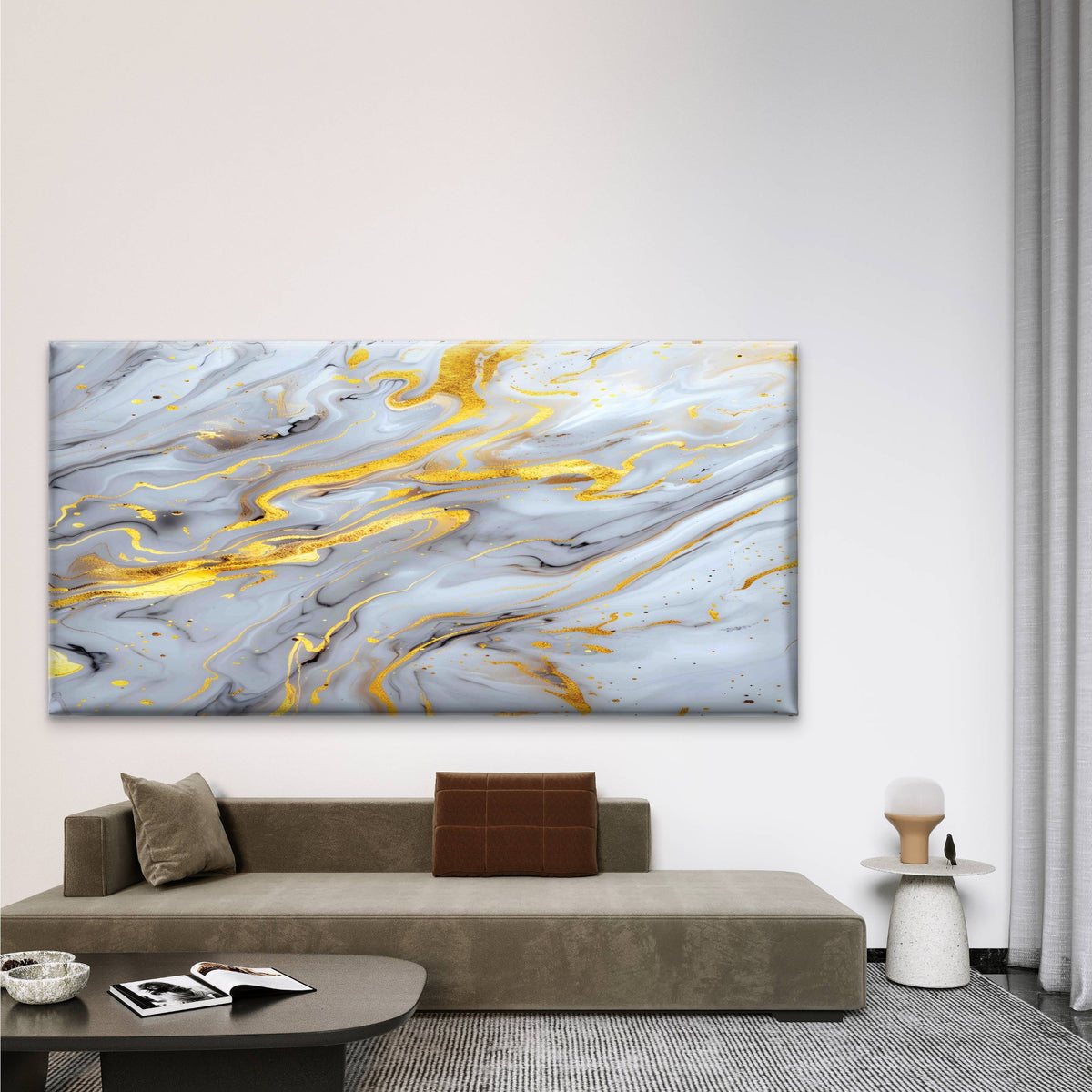 Gold Marble Swirl Texture Wall Art Canvas Office Home Room Framed 120x60cm