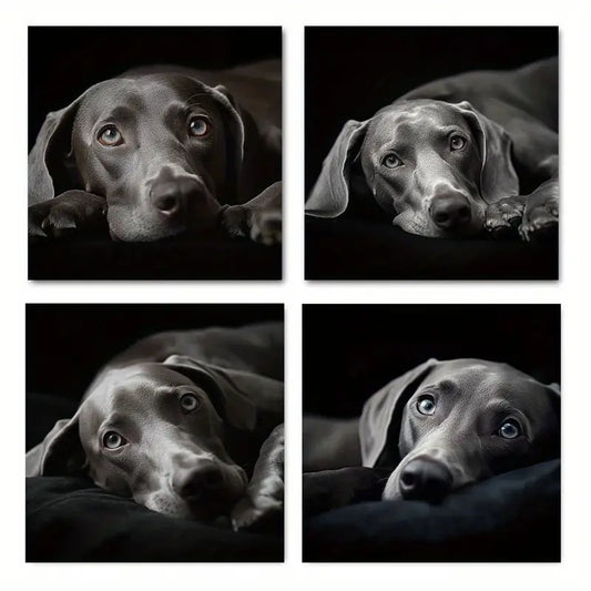 4pcs Dog for Living Room Restaurants  er   Wall Art Canvas Framed