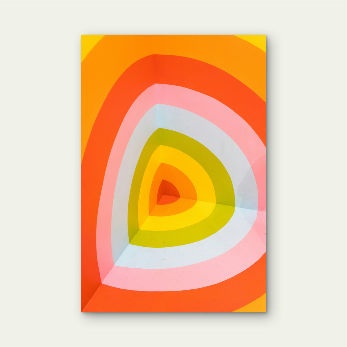Vibrant Retro Triangular Pattern 60x90cm Metal Print Ready to Hang