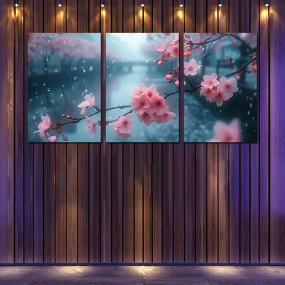 3pcs cherry blossoms in full bloom Wall Art Set Canvas Framed 60x90cm - High Quality Print 100% Australian Made Wall Canvas Ready to Hang