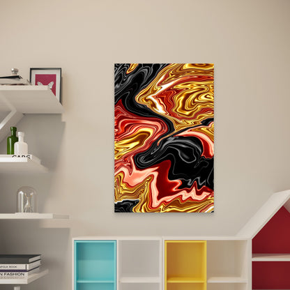 Black Gold Marble Abstract Background 60x90cm Metal Print Ready to Hang