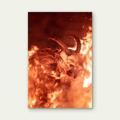 Fire Flames Krampus Devil 40x60cm Metal Print Ready to Hang