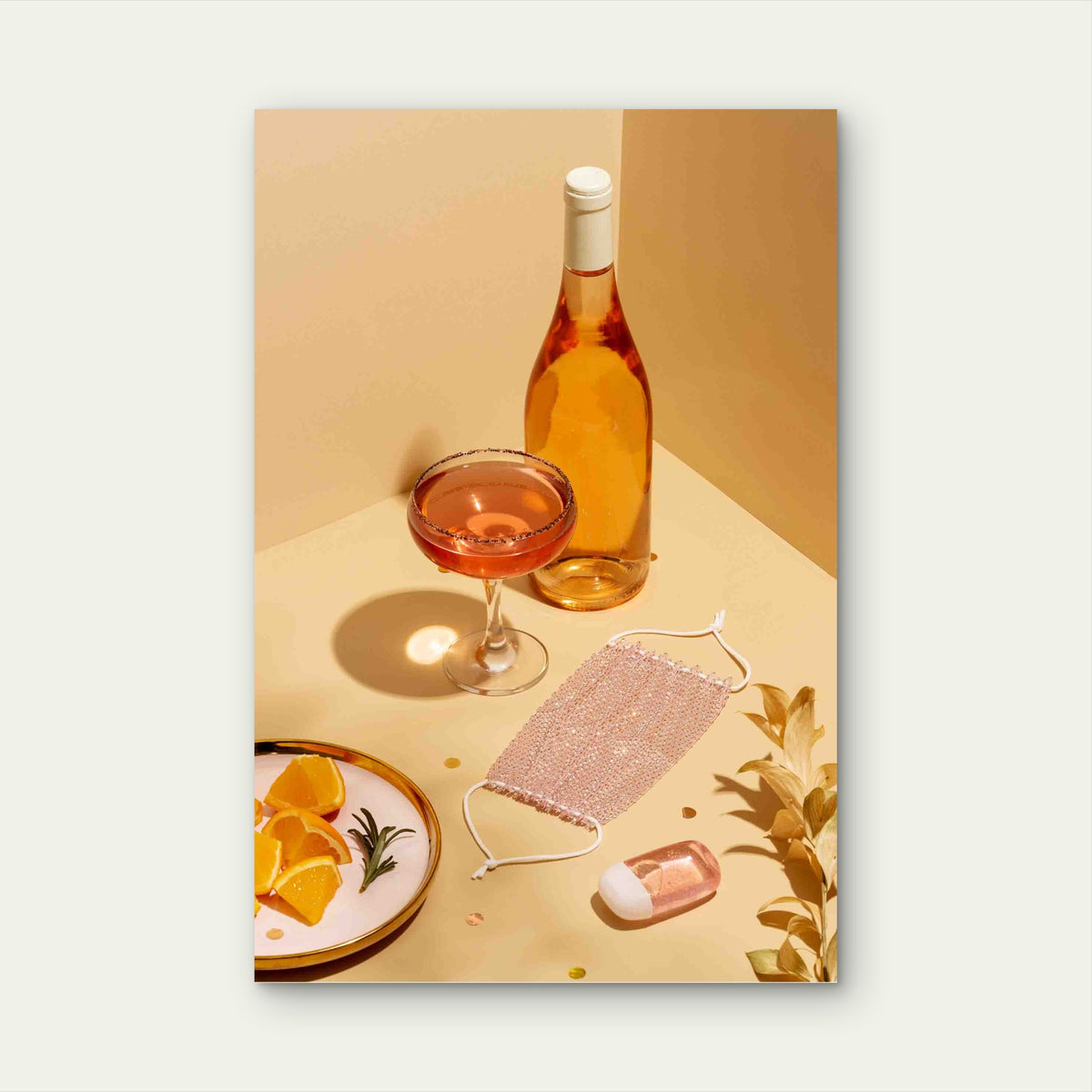 High Angle Covid Party Items Arrangement Metal Print Ready to Hang