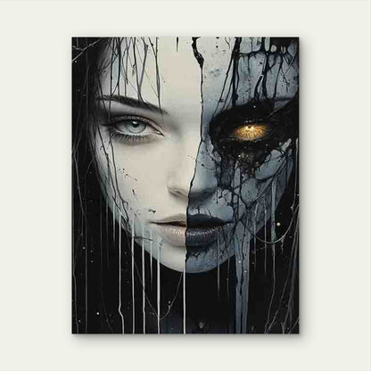 Blue Vs Black Eye Contrast 60x90cm Metal Print Ready to Hang