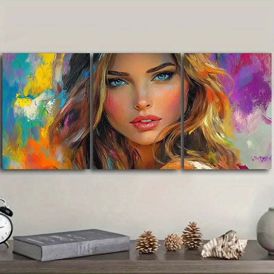 3pcs An Attractive Woman  Metal Print Ready to Hang Art