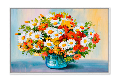 Spring Flowers In A Vase Oil Painting Wall Art Limited Edition High Quality Print Canvas Box Framed White