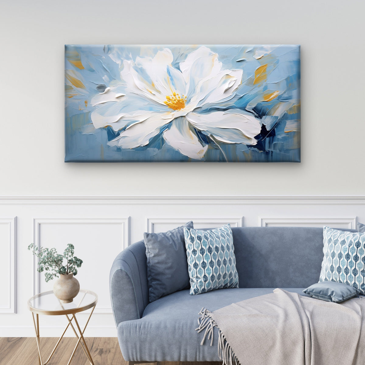 White Magnolia Bloom Flower Wall Art Canvas Office Home Room Framed 120x60cm