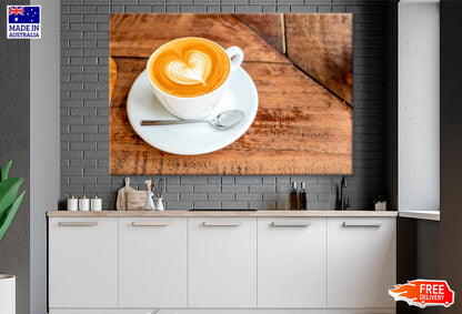 Cup Of Coffee with A Heart in The Foam Wall Art Decor 100% Australian Made