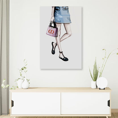 Stylish Pink Bag 3D Design Acrylic Glass Print Tempered Glass Wall Art 100% Made in Australia Ready to Hang