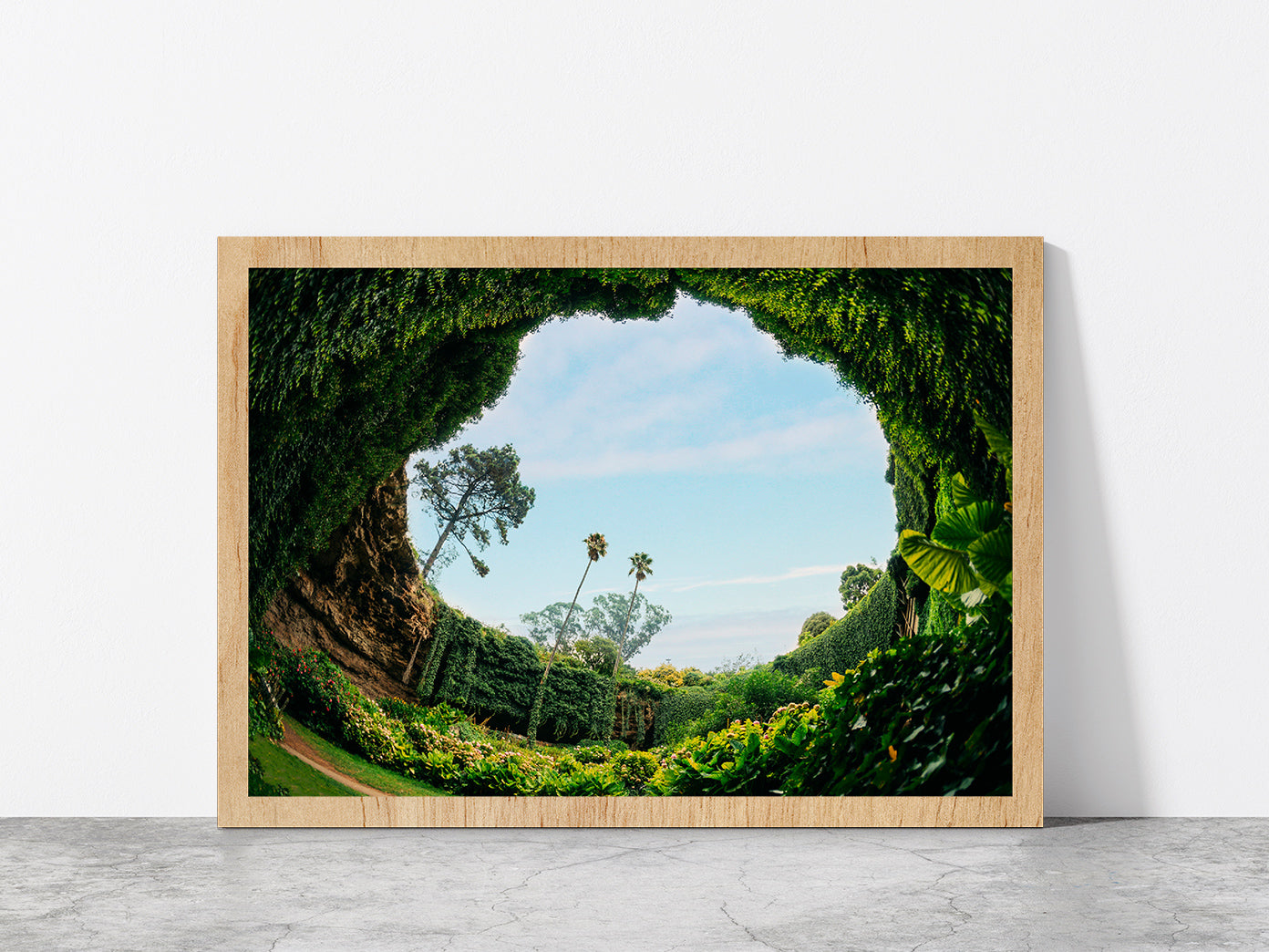 Umpherston Sinkhole In Mount Glass Framed Wall Art, Ready to Hang Quality Print Without White Border Oak