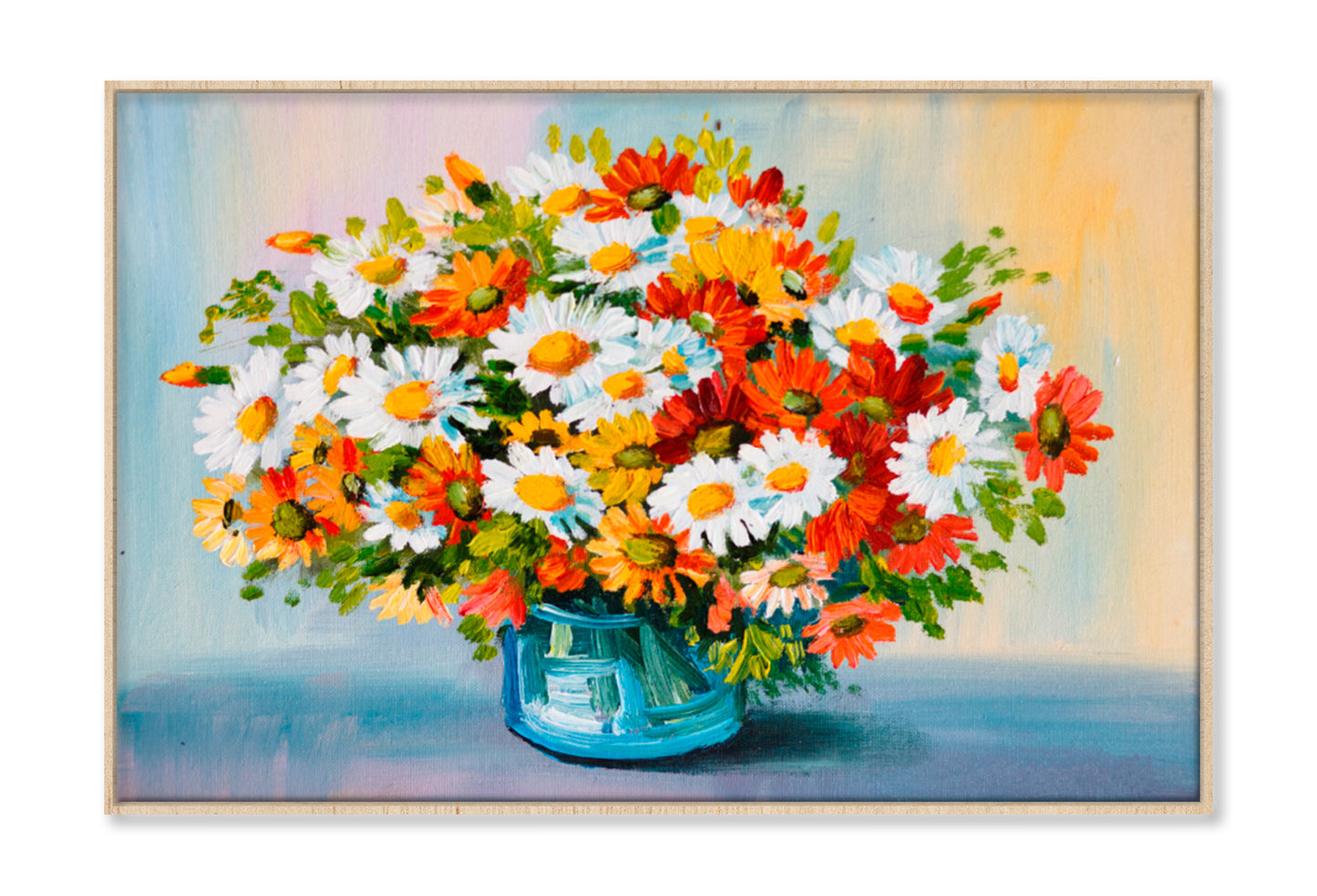 Spring Flowers In A Vase Oil Painting Wall Art Limited Edition High Quality Print Canvas Box Framed Natural