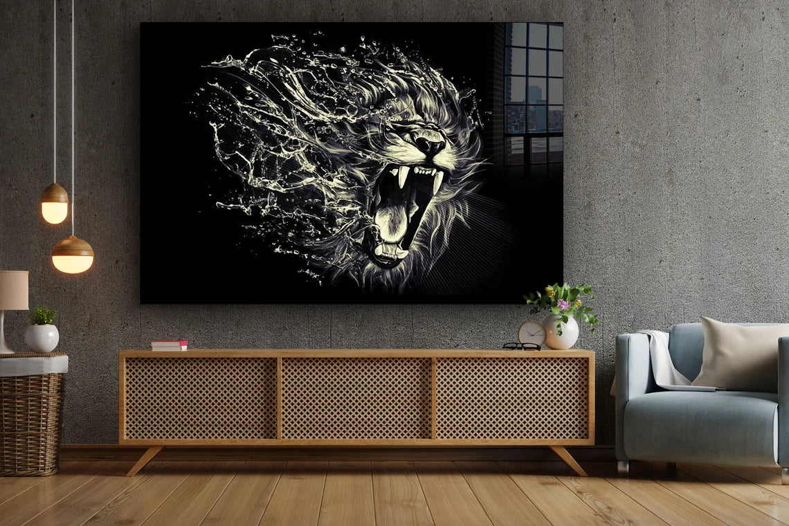 Lion Roaring Abstract UV Direct Aluminum Print Australian Made Quality