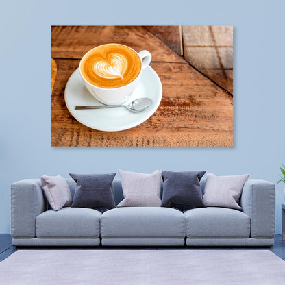 Cup Of Coffee with A Heart in The Foam Acrylic Glass Print Tempered Glass Wall Art 100% Made in Australia Ready to Hang