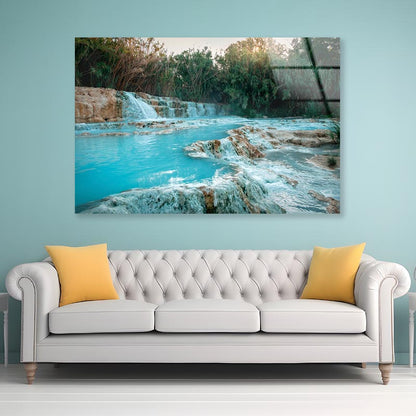 River With a Waterfall in The Middle of It Acrylic Glass Print Tempered Glass Wall Art 100% Made in Australia Ready to Hang