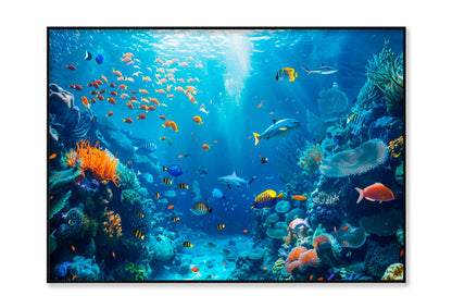 Underwater Scene Showcasing a Diverse Coral Reef Home Decor Premium Quality Poster Print Choose Your Sizes