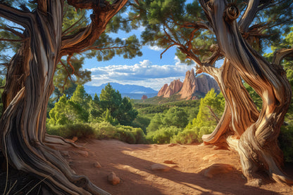 Tree with a Scenic Backdrop of a Mountain Range Home Decor Premium Quality Poster Print Choose Your Sizes