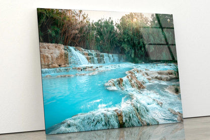 River With a Waterfall in The Middle of It Acrylic Glass Print Tempered Glass Wall Art 100% Made in Australia Ready to Hang