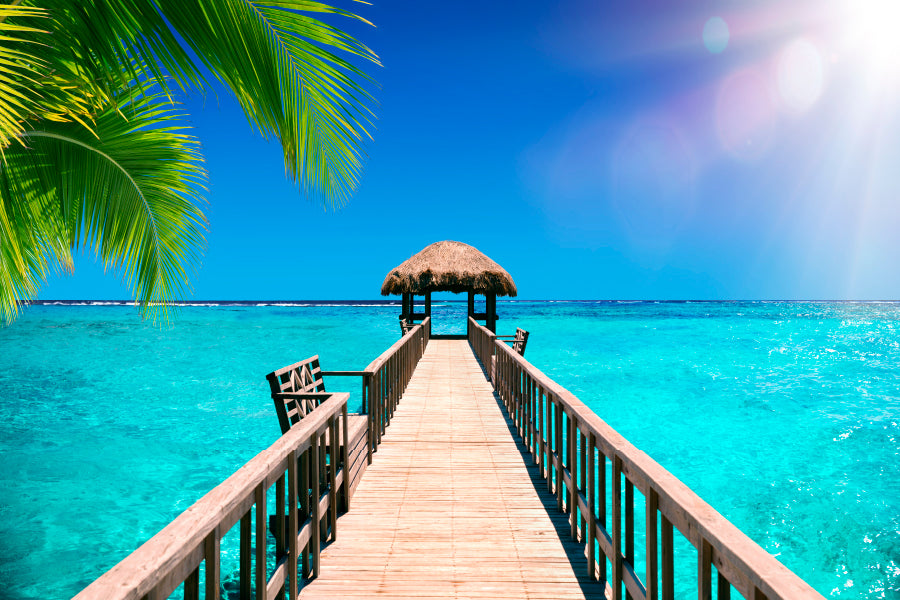 Traditional Boat Jetty in A Luxury Resort of Maldives Home Decor Premium Quality Poster Print Choose Your Sizes