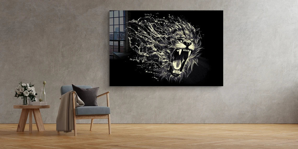 Lion Roaring Abstract UV Direct Aluminum Print Australian Made Quality