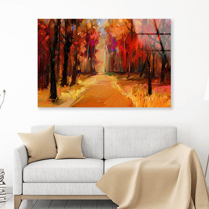 Oil Painting Colorful Autumn Acrylic Glass Print Tempered Glass Wall Art 100% Made in Australia Ready to Hang