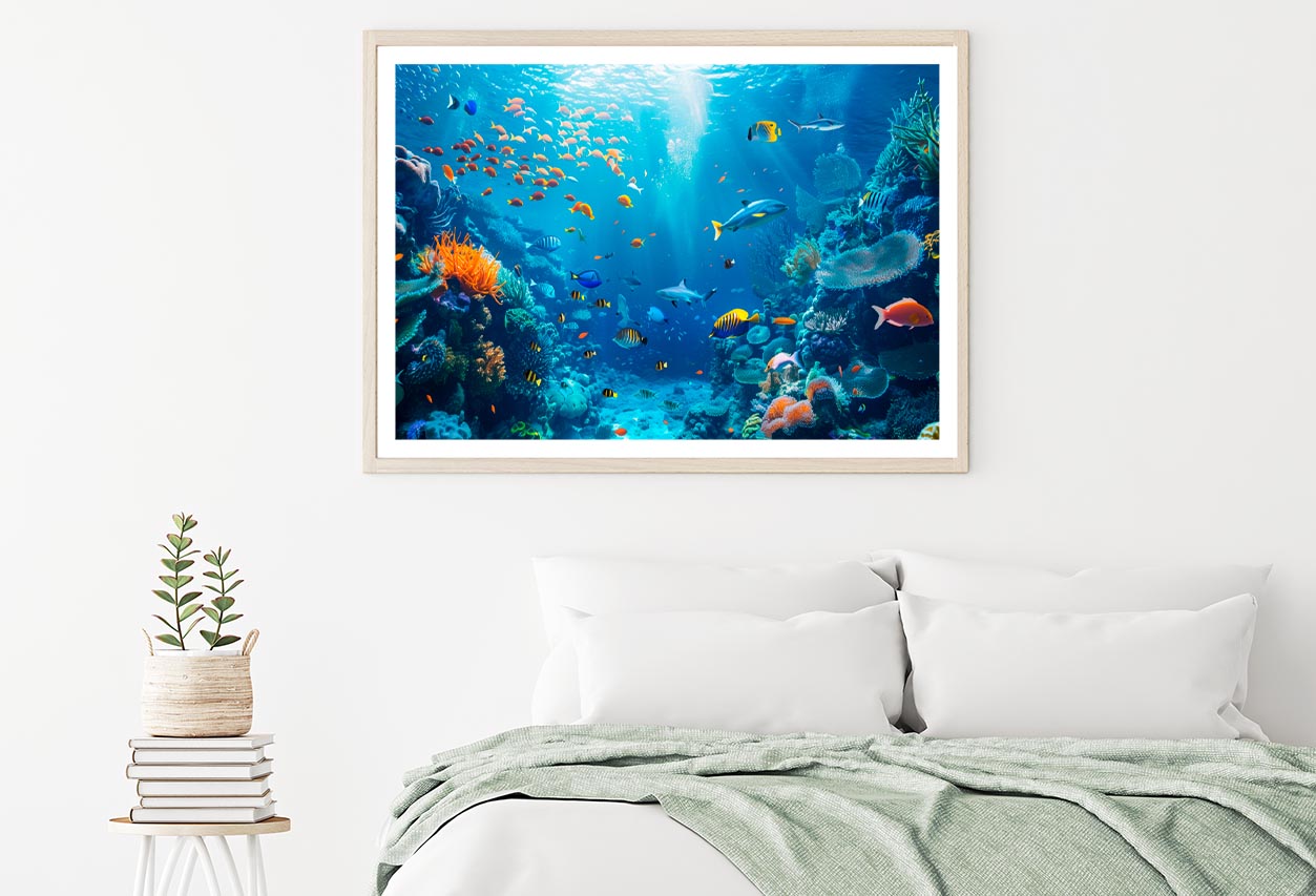 Underwater Scene Showcasing a Diverse Coral Reef Home Decor Premium Quality Poster Print Choose Your Sizes