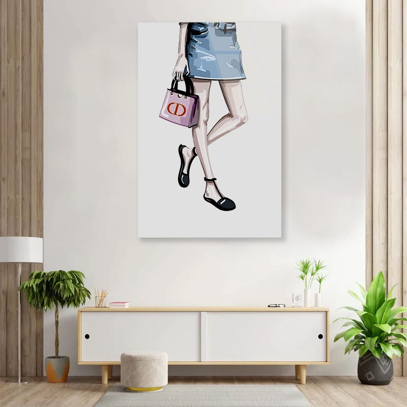 Stylish Pink Bag 3D Design Acrylic Glass Print Tempered Glass Wall Art 100% Made in Australia Ready to Hang