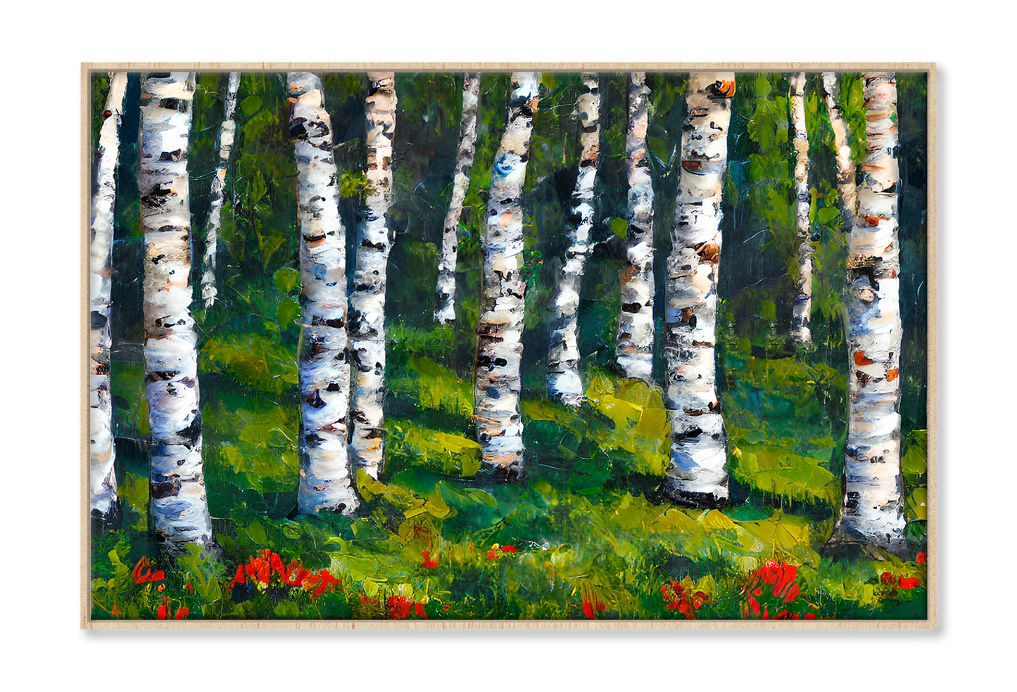 Birch Forest In Spring Oil Painting Wall Art Limited Edition High Quality Print Canvas Box Framed Natural