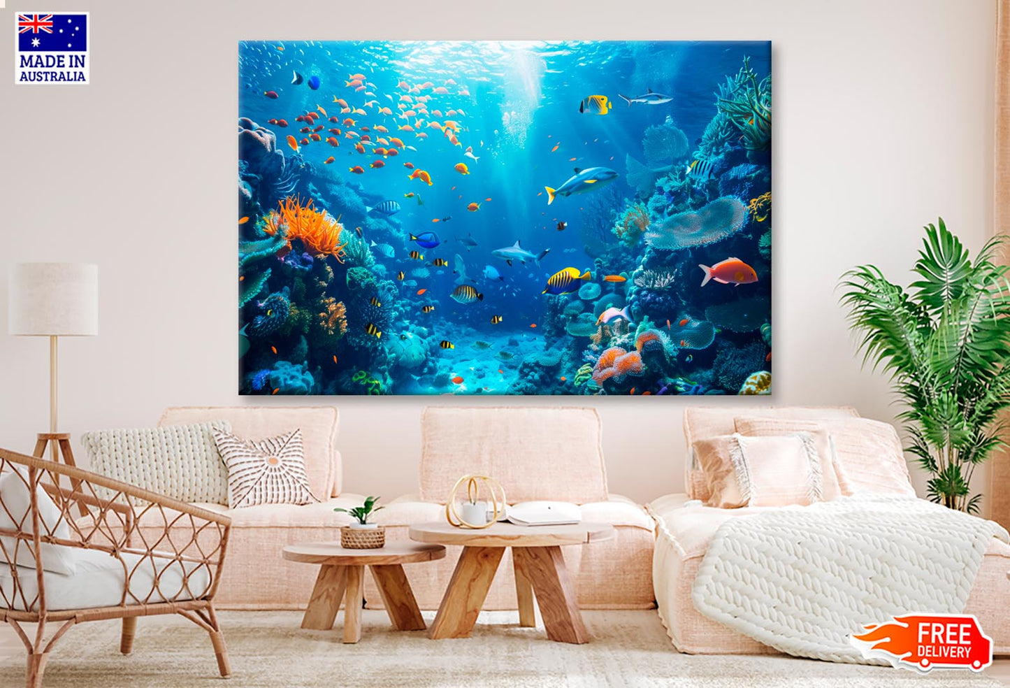 Nderwater Scene Showcasing a Diverse Coral Reef Wall Art Decor 100% Australian Made