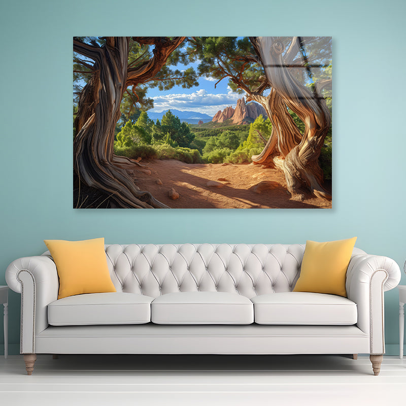 Tree with a Scenic Backdrop of a Mountain Range Acrylic Glass Print Tempered Glass Wall Art 100% Made in Australia Ready to Hang