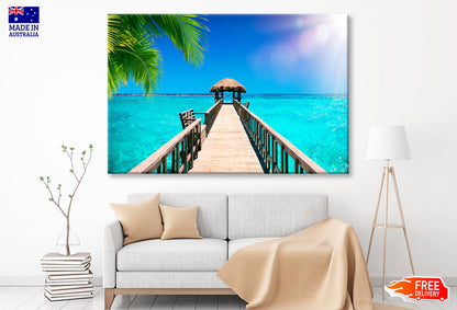 Traditional Boat Jetty in A Luxury Resort of Maldives  Wall Art Decor 100% Australian Made