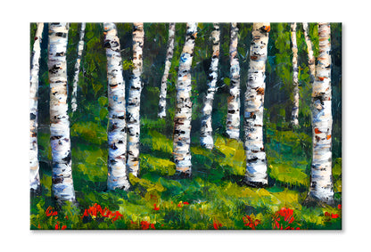 Birch Forest In Spring Oil Painting Wall Art Limited Edition High Quality Print Stretched Canvas None