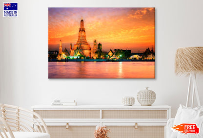 Wat Arun In Sunset at Bangkok, Thailand Wall Art Decor 100% Australian Made