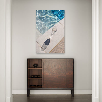 White Wine Glass Luxury Pool 60x90cm Metal Print Ready to Hang