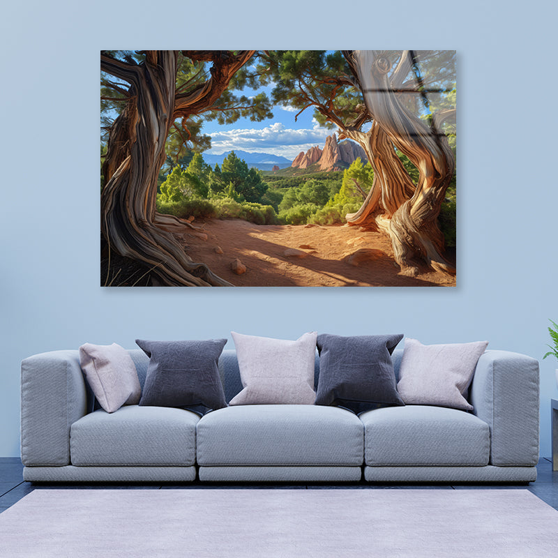 Tree with a Scenic Backdrop of a Mountain Range Acrylic Glass Print Tempered Glass Wall Art 100% Made in Australia Ready to Hang